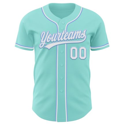 Custom Name and Number Baseball Jersey - Ice Blue and White Lightweight Authentic Team Jersey Personalized Ice Blue White-Light