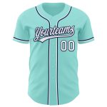 Custom Team Baseball Jersey - Ice Blue White-Navy - Personalized Name & Number Personalized Ice Blue White-Navy Authentic