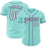 Custom Team Baseball Jersey - Ice Blue White-Navy - Personalized Name & Number Personalized Ice Blue White-Navy Authentic