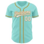 Custom Baseball Jersey with Personalized Name and Number - Ice Blue White and Old Gold Personalized Ice Blue White-Old Gold
