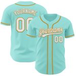 Custom Baseball Jersey with Personalized Name and Number - Ice Blue White and Old Gold Personalized Ice Blue White-Old Gold