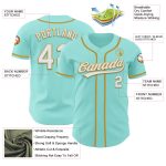Custom Baseball Jersey with Personalized Name and Number - Ice Blue White and Old Gold Personalized Ice Blue White-Old Gold