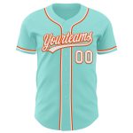 Custom Name and Number Authentic Baseball Jersey - Ice Blue White-Orange Personalized Team Apparel Personalized Ice Blue