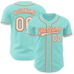 Custom Name and Number Authentic Baseball Jersey - Ice Blue White-Orange Personalized Team Apparel Personalized Ice Blue