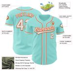 Custom Name and Number Authentic Baseball Jersey - Ice Blue White-Orange Personalized Team Apparel Personalized Ice Blue