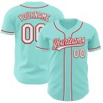 Custom Baseball Jersey - Personalized Ice Blue White-Red with Name & Number Personalized Ice Blue White-Red Authentic Baseball