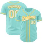 Custom Personalized Ice Blue and White-Yellow Baseball Jersey with Name and Number Personalized Ice Blue White-Yellow Authentic