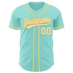 Custom Personalized Ice Blue and White-Yellow Baseball Jersey with Name and Number Personalized Ice Blue White-Yellow Authentic