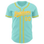Custom Name and Number Baseball Jersey in Ice Blue Yellow-White | Authentic Team Design Personalized Ice Blue Yellow-White
