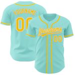 Custom Name and Number Baseball Jersey in Ice Blue Yellow-White | Authentic Team Design Personalized Ice Blue Yellow-White