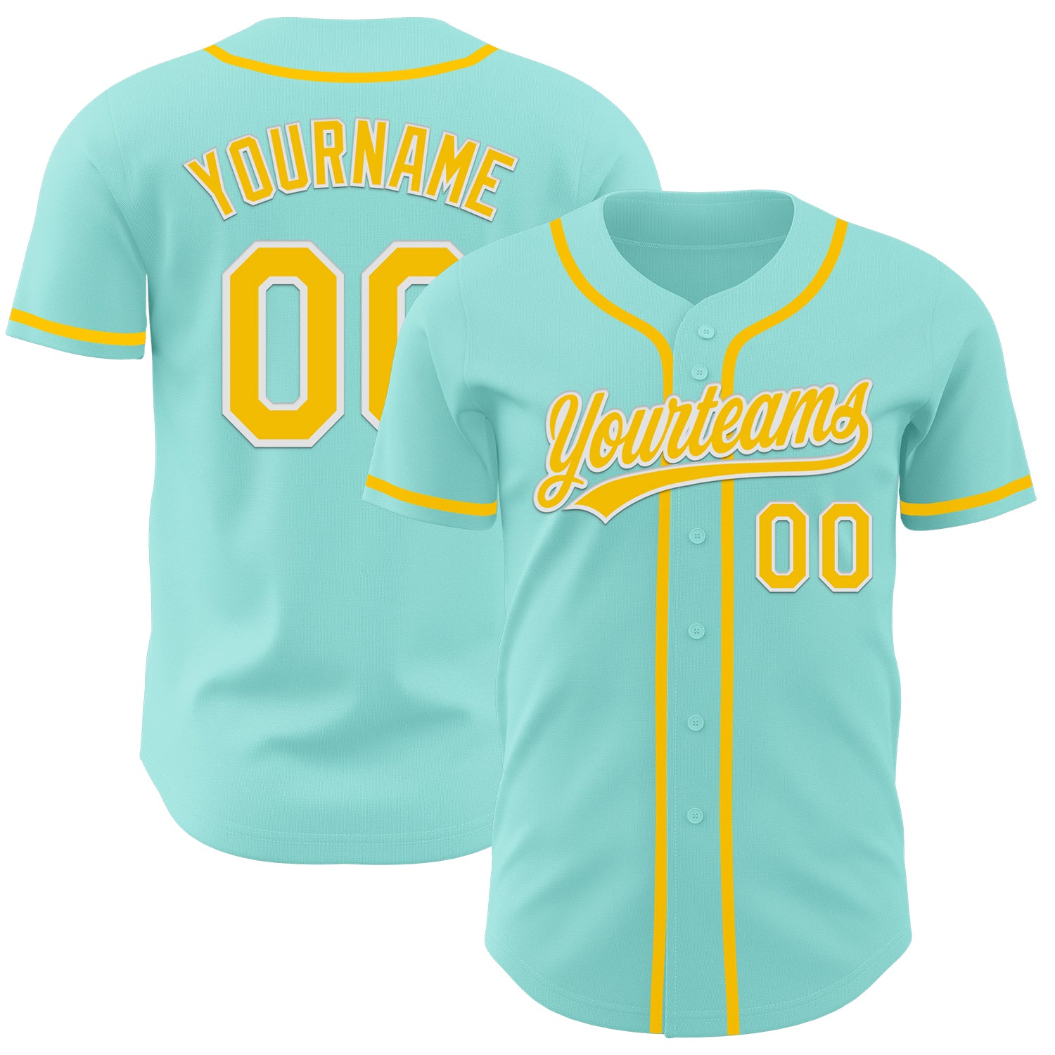 Custom Name and Number Baseball Jersey in Ice Blue Yellow-White | Authentic Team Design Personalized Ice Blue Yellow-White