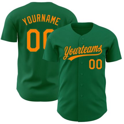 Custom Name & Number Authentic Baseball Jersey in Kelly Green Bay Orange - Personalized Team Apparel Personalized Kelly Green