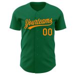 Custom Name & Number Authentic Baseball Jersey in Kelly Green Bay Orange - Personalized Team Apparel Personalized Kelly Green