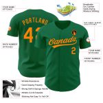 Custom Name & Number Authentic Baseball Jersey in Kelly Green Bay Orange - Personalized Team Apparel Personalized Kelly Green