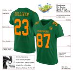 Custom Name and Number Kelly Green Bay Orange Mesh Authentic Football Jersey - Personalized Team Apparel Personalized Kelly