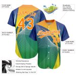 Custom Name and Number Authentic Baseball Jersey - Kelly Green Bay Orange-White 3D Abstract Pattern Design Personalized Kelly