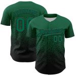 Custom Name and Number Personalized Baseball Jersey, Kelly Green Black 3D Gradient Design, Irregular Shape Authentic Style