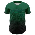 Custom Name and Number Personalized Baseball Jersey, Kelly Green Black 3D Gradient Design, Irregular Shape Authentic Style