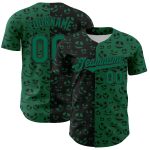 Custom Name and Number Rave Halloween Pumpkin 3D Pattern Kelly Green Baseball Jersey Personalized Kelly Green Black 3D Pattern