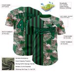 Custom Name and Number 3D Tropical Palm Leaves Kelly Green Flamingo Baseball Jersey Personalized Kelly Green Black 3D Pattern