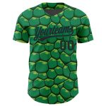Custom Name and Number Authentic Baseball Jersey in Kelly Green with 3D Turtle Shell Pattern Design Personalized Kelly Green