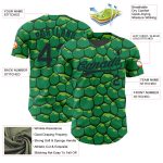 Custom Name and Number Authentic Baseball Jersey in Kelly Green with 3D Turtle Shell Pattern Design Personalized Kelly Green