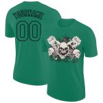 Custom 3D Skull T-Shirt with Name & Number in Kelly Green & Black Fashion Performance Style Personalized Kelly Green Black