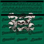 Custom 3D Skull T-Shirt with Name & Number in Kelly Green & Black Fashion Performance Style Personalized Kelly Green Black