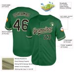 Custom Name and Number Personalized Kelly Green Authentic Baseball Jersey, Black-City Cream Mesh Throwback Design Personalized