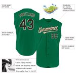 Custom Name & Number Authentic Sleeveless Baseball Jersey - Kelly Green Black-Cream Design Personalized Kelly Green Black-Cream