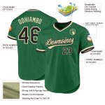 Custom Name Number Baseball Jersey - Personalized Kelly Green Black-Cream Authentic Throwback Design Personalized Kelly Green