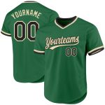 Custom Name Number Baseball Jersey - Personalized Kelly Green Black-Cream Authentic Throwback Design Personalized Kelly Green