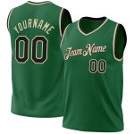 Personalized Kelly Green Basketball Jersey - Authentic Black-Cream Throwback Design Personalized Kelly Green Black-Cream