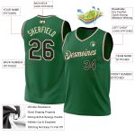 Personalized Kelly Green Basketball Jersey - Authentic Black-Cream Throwback Design Personalized Kelly Green Black-Cream