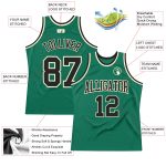 Custom Name and Number Personalized Kelly Green Black-Cream Basketball Jersey - Authentic Throwback Style Personalized Kelly