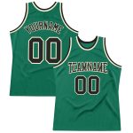 Custom Name and Number Personalized Kelly Green Black-Cream Basketball Jersey - Authentic Throwback Style Personalized Kelly