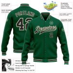 Custom Name Number Varsity Letterman Jacket Bomber in Kelly Green Black-Cream - Personalized Full-Snap Design for Teams Personalized