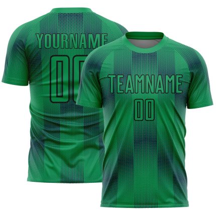 Custom Name Number Soccer Jersey Uniform - Personalized Geometric Shapes in Kelly Green and Black Personalized Kelly Green