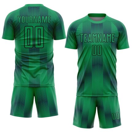 Custom Name Number Soccer Jersey Uniform - Personalized Geometric Shapes in Kelly Green and Black Personalized Kelly Green