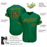 Custom Name and Number Baseball Jersey - Kelly Green with Black and Gold - Authentic Team Jersey Personalized Kelly Green