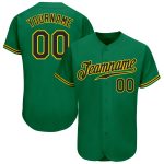 Custom Name and Number Baseball Jersey - Kelly Green with Black and Gold - Authentic Team Jersey Personalized Kelly Green