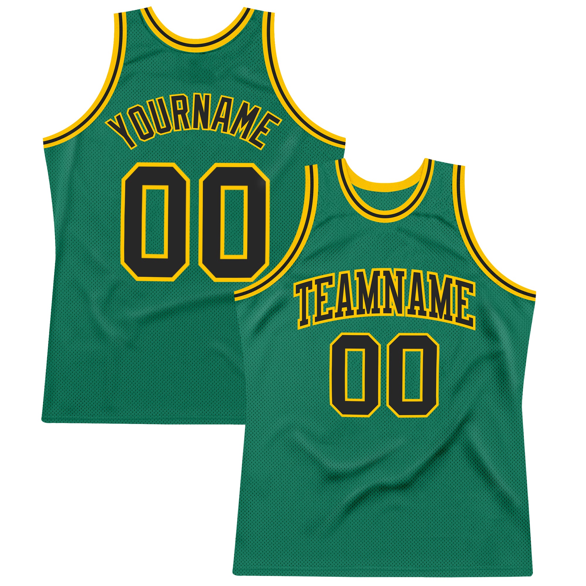 Custom Name and Number Personalized Black-Gold Kelly Green Basketball Jersey - Authentic Throwback Style Personalized Kelly