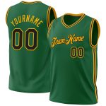 Personalized Authentic Basketball Jersey - Kelly Green Black-Gold Throwback Design Personalized Kelly Green Black-Gold Authentic