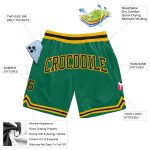 Custom Name Number Basketball Shorts - Authentic Kelly Green Black Gold Throwback Design Personalized Kelly Green Black-Gold