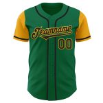 Custom Name and Number Authentic Two Tone Baseball Jersey - Personalized Kelly Green Black-Gold Team Jersey Personalized
