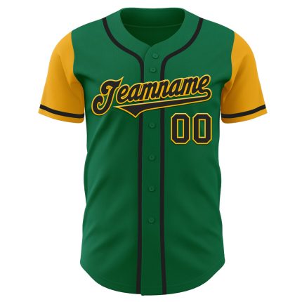 Custom Name and Number Authentic Two Tone Baseball Jersey - Personalized Kelly Green Black-Gold Team Jersey Personalized