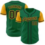 Custom Name and Number Authentic Two Tone Baseball Jersey - Personalized Kelly Green Black-Gold Team Jersey Personalized