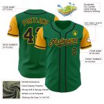 Custom Name and Number Authentic Two Tone Baseball Jersey - Personalized Kelly Green Black-Gold Team Jersey Personalized