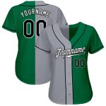 Custom Name and Number Baseball Jersey - Personalized Kelly Green Black-Gray Authentic Fashion Design Personalized Kelly