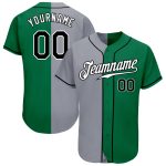 Custom Name and Number Baseball Jersey - Personalized Kelly Green Black-Gray Authentic Fashion Design Personalized Kelly
